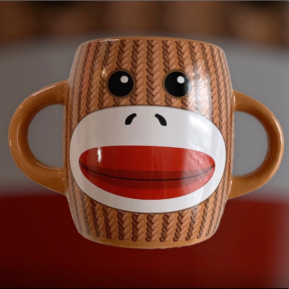 Sock Monkey  Double Handle Ceramic Mug